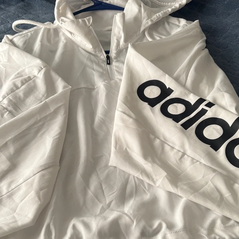 Adidas White Quarter-Zip Hoodie